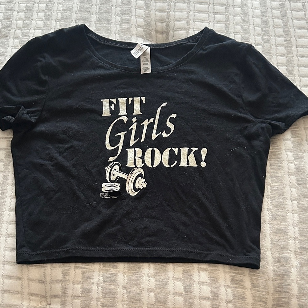 Bella Canvas Black 'Fit Girls Rock!' Crop Top